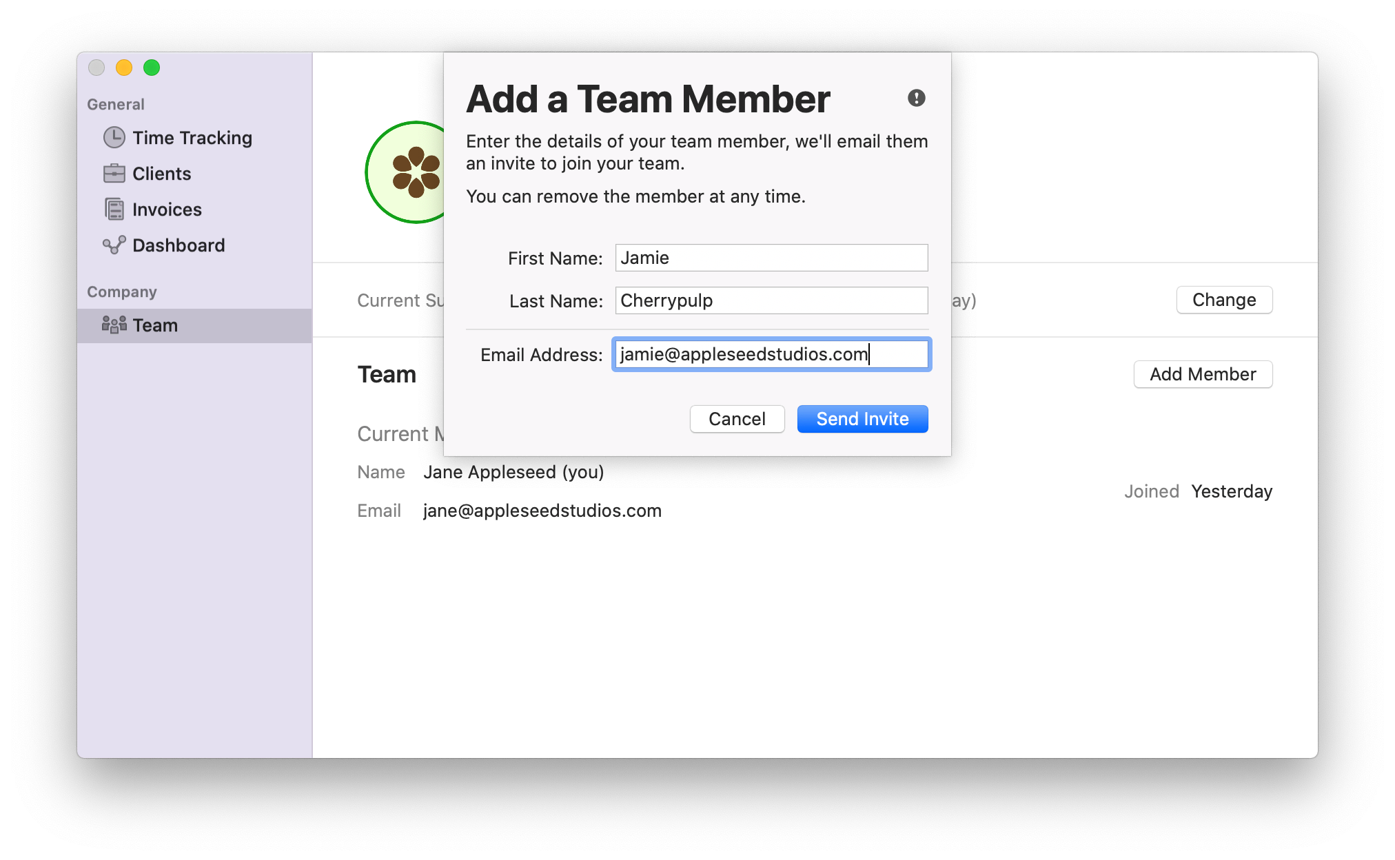 Invite Member Screen